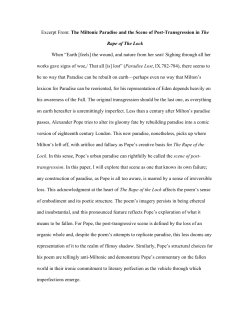 The Miltonic Paradise and The Rape of The Lock: Dissolving into