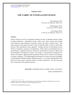 THE FABRIC OF INTERNALIZED SEXISM - JISS