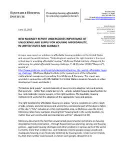 McKINSEY REPORT ON MEETING GLOBAL HOUSING