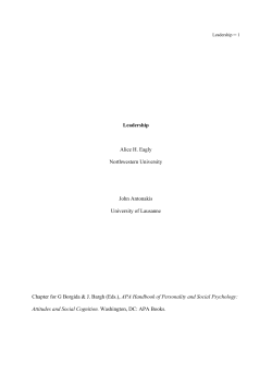 Leadership Alice H. Eagly Northwestern University John Antonakis