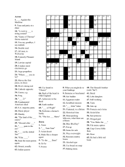 Across 1. ___ Against the Machine 5. Tuna and