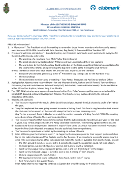 Minutes of the club AGM can be seen by clicking here.