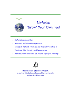 Biofuels: “Grow” Your Own Fuel