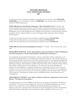 Fall Courses 2017 - Tulane Honors Program