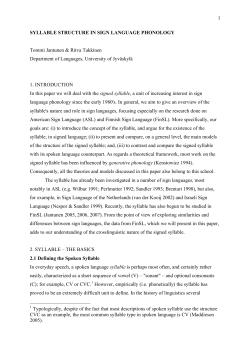 1 SYLLABLE STRUCTURE IN SIGN LANGUAGE PHONOLOGY