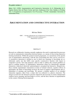 ARGUMENTATION AND CONSTRUCTIVE INTERACTION