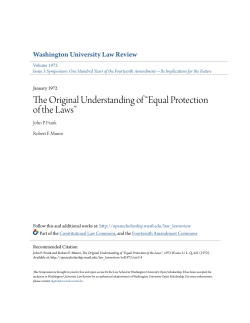The Original Understanding of &ldquo;Equal Protection of the Laws&rdquo;