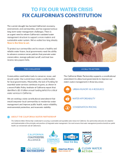 TO FIX OUR WATER CRISIS FIX CALIFORNIA`S CONSTITUTION