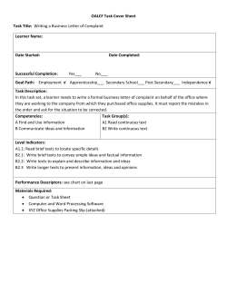 OALCF Task Cover Sheet Task Title: Writing a Business Letter of