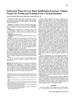 Endurance Times for Low Back Stabilization Exercises