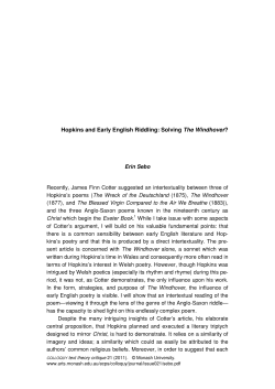 Hopkins and Early English Riddling: Solving The