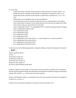Extra questions for Enzyme Kinetics