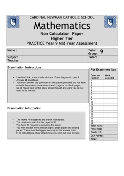 Year 9 MYE PRACTICE Exam Paper and