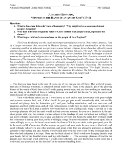 Jonathan Edwards. "Sinners in the Hands of an Angry God