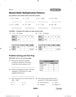 Mental Math: Multiplication Patterns