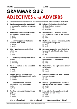 GRAMMAR QUIZ ADJECTIVES and ADVERBS