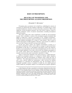 BODY OF PREEMPTION: HEALTH LAW
