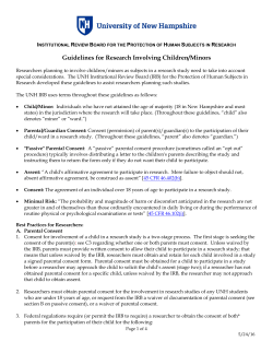 Guidelines for Research Involving Children/Minors