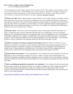 How to Write a College Critical Thinking Essay by Van Thompson