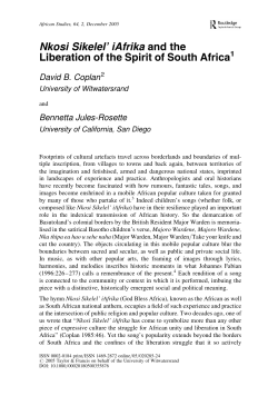 Nkosi Sikelel` iAfrika and the Liberation of the Spirit of South Africa