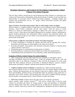 Preventing and Reducing School Violence