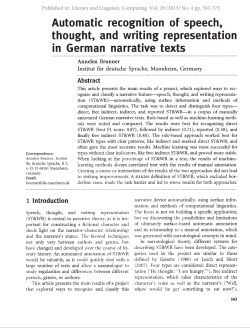 Automatic recognition of speech, thought, and writing representation
