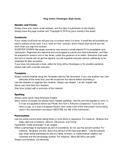 King Arthur Pendragon Submission Style Guide