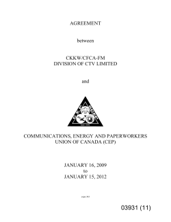 AGREEMENT between CKKW/CFCA-FM DIVISION OF