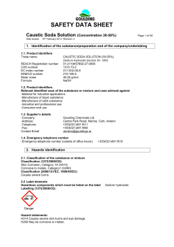 the Sodium Hydroxide health and safety data sheet