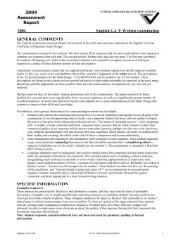 2004 Assessment Report 2004 English GA 3: Written