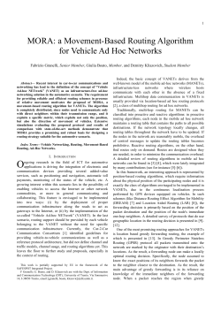 MORA: a Movement-Based Routing Algorithm for Vehicle Ad Hoc