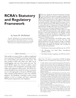 RCRA`s Statutory and Regulatory Framework
