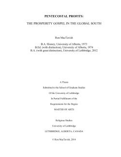 PENTECOSTAL PROFITS: THE PROSPERITY GOSPEL IN THE