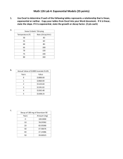 Exponential Growth Excel Lab