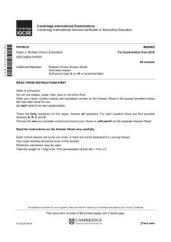2016 Specimen Paper 2