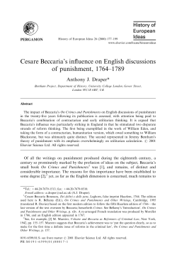 Cesare Beccaria`s influence on English discussions of