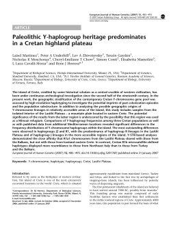Paleolithic Y-haplogroup heritage predominates in a Cretan