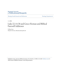 Luke 22:14-38 and Greco-Roman and Biblical Farewell Addresses