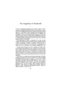 The Originality of Machiavelli