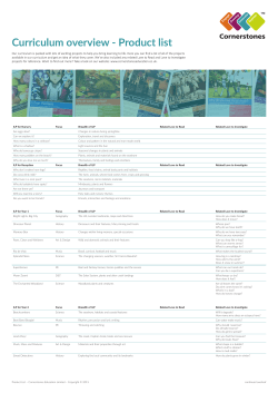 Cornerstones Curriculum Overview Product List