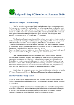 RPCC Summer 2010 newsletter - Reigate Priory Croquet Club
