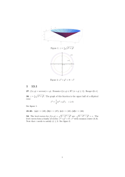 Figure 1: z = √x2 + y2 Figure 2: x2 + y2 = 9 − c 27: f(x, y) = arccos(x