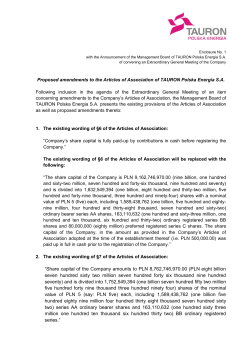 Proposed amendments to Articles of Association