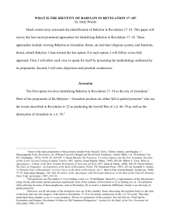 1 WHAT IS THE IDENTITY OF BABYLON IN REVELATION 17&ndash;18