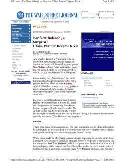 For New Balance , a Surprise: China Partner Became Rival