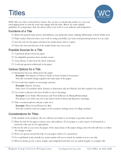 Titles - BYU Writing Center