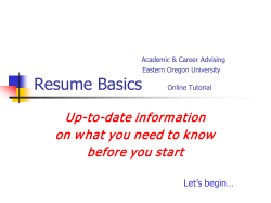 Resume Workshop - Eastern Oregon University
