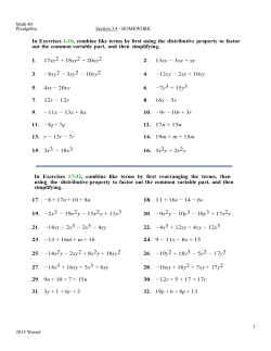 In Exercises 1-16, combine like terms by first using the distributive
