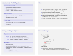 Introduction to Parallel Algorithms Cilk+ Writing parallel (pseudo