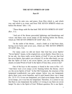 THE SEVEN SPIRITS OF GOD Part IV